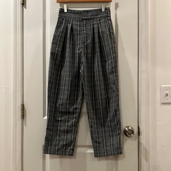 Urban Outfitters High Waisted Plaid Pleated Trouser S - Picture 5 of 15